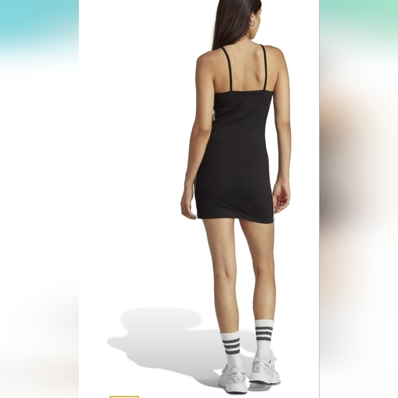 Adidas Originals Lifestyle Mini Black Dress 3 stripe, Cotton Elastane Size S - Picture 11 of 13